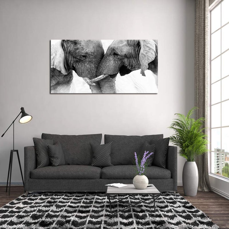 DZL Art D73050 Black and White Elephants Entwine Wall Art Canvas Painting Ready to Hang for Living Room Bedroom Office Wall Decor Home Decoration - Image 4